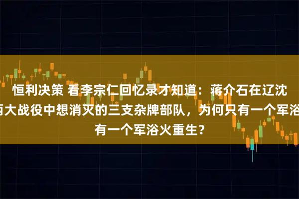 恒利决策 看李宗仁回忆录才知道：蒋介石在辽沈、淮海两大战役中想消灭的三支杂牌部队，为何只有一个军浴火重生？