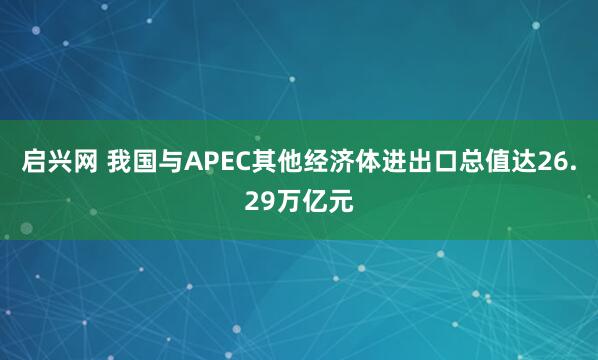 启兴网 我国与APEC其他经济体进出口总值达26.29万亿元